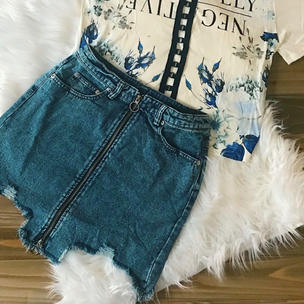 Fashion Nova Denim Zip Skirt
